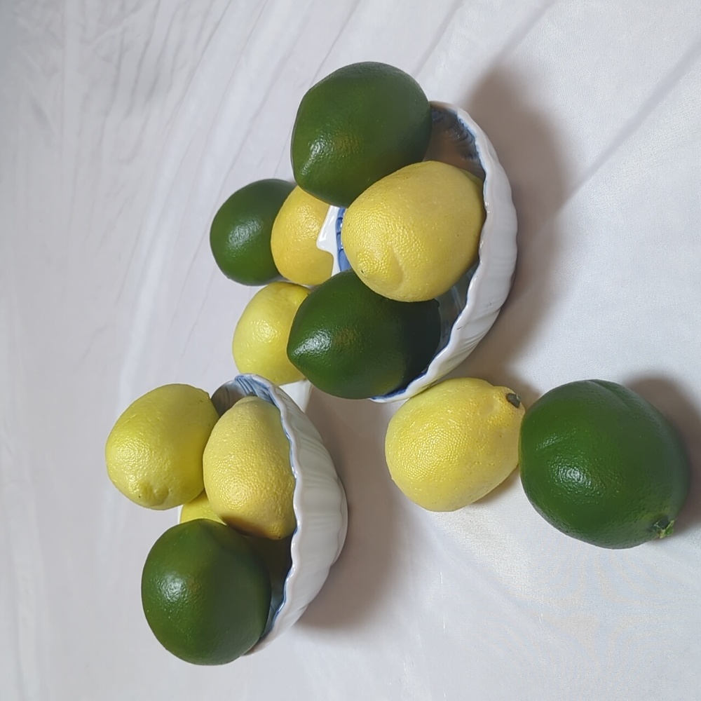 Lot 13 Decorative Display Plastic Lemons Limes Citrus For Fruit Bowl Appox 3"